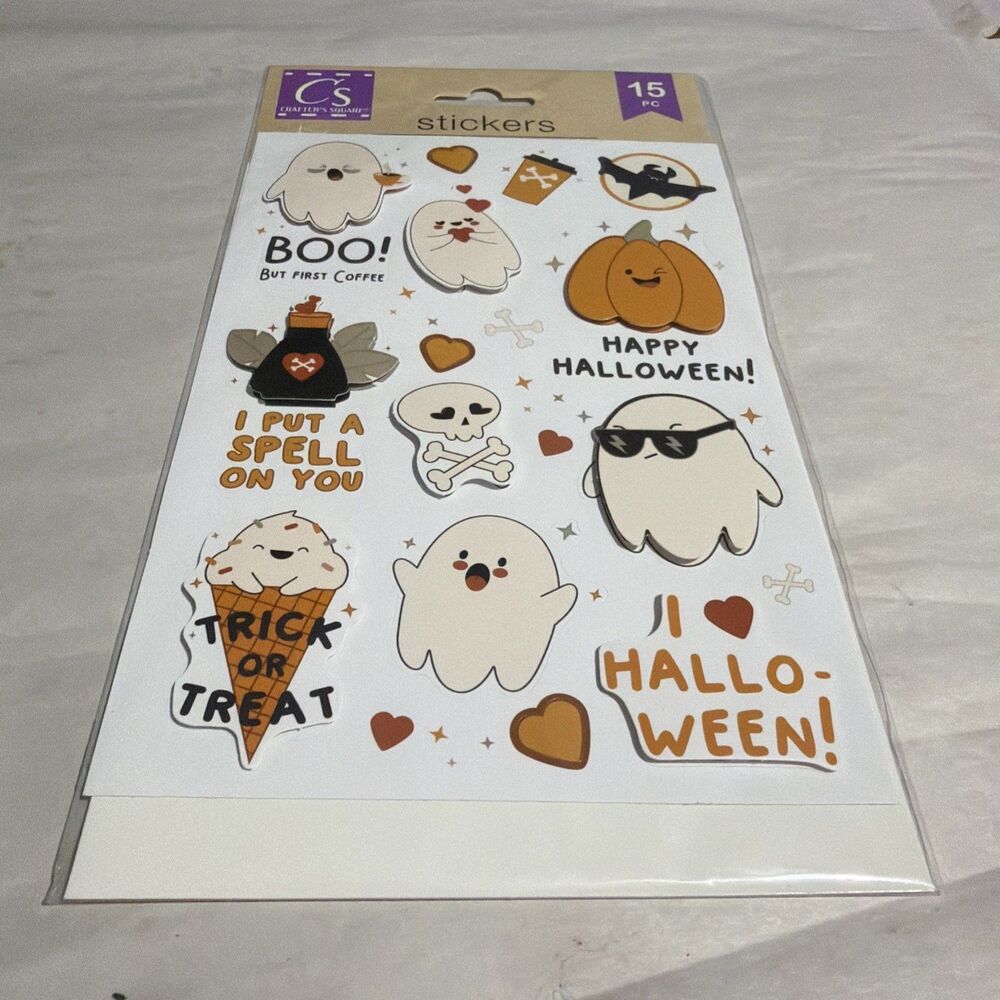 Crafter's Square 3D Halloween Boo Ghosts Stickers 15 Piece Scrapbooking
